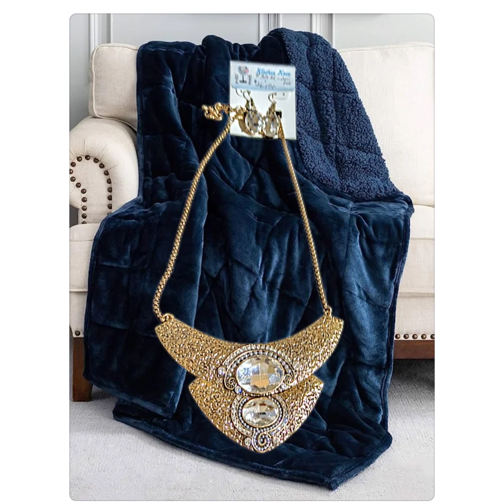 👣4/$20. Gold Tone Statement Bib Necklace with Matching Earrings. NWT - Picture 2 of 5